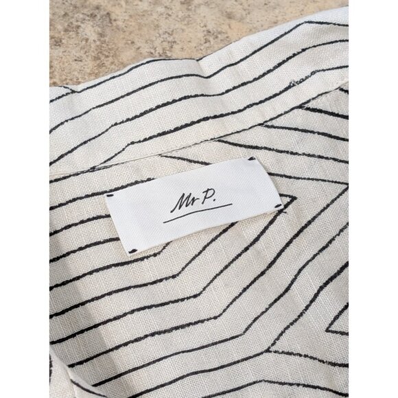 Mr. P Mr. Porter Linen Blend Camp Collar Button Down Shirt Sz XXL Geometric - Picture 10 of 12